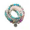 SN1530 New Design Women's 108 MALA YOGA BRACELET PINK CRYSTAL NATURAL JASPERMARA BEADS BRACELET LOTUS ENERGY YOGA JEWELRY240J