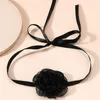 Choker Rose Flower Mesh przędza z długą wstążką vintage obrońca Naszyjnik