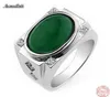 HUTANG nouveau naturel noir Jade Cabochon solide 925 bague en argent Sterling pierres précieuses bijoux fins femmes039s hommes039s cadeau de noël Blac7886879