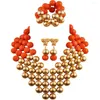 Necklace Earrings Set Nigerian Wedding African Beads Artificial Coral Bridal