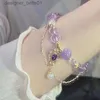 Bracelets à breloques Genshin Impact Bracelets Cosplay Beelzebul violet perles Bracelets pour femmes couleur or chaîne pendentif Anime tendance métal AccesoriosL231214