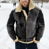 Мужские куртки Куртка утолщенная теплая искусственная кожа с большими лацканами контрастного цвета, европейско-американская замшевая меховая цельная куртка 231212