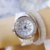 Luksusowe kryształowe zegarki dla kobiet białe ceramiczne panie oglądają kwarcowe zegarki modowe zegarki dla kobiet 220111239z