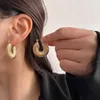 Hoop Earrings Personality Thick Gold/Silver Color Statement Fashion Metallic Jewelry Earings Wholesale