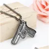 Pendant Necklaces Pendant Necklaces Hip Hop Cool Pistol Necklace Charm Golden Subhine Gun For Women Men Girl Fashion Jewelry Collar Dr Dhd8D