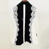 Kvinnors kostymer Tesco Fashion Suit Blazer Single Button Hollow Out Full Sleeve Contrast Color Lace Patchwork Jacket Kvinnlig kappa