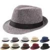 Wide Brim Hats 2021 Spring Summer Retro Men039s Fedoras Top Jazz Plaid Hat Adult Bowler Classic Version Chapeau1995799