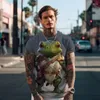 Herr t -skjortor Creative Frog 3D Printed -Hirt Fashion Street Short -Sleeved -Hirts Summer Simple Outdoor Leisure