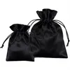 Satin Gift Bags Custom Packaging Jewelry Pouches Makeup Party Candy Silk Drawstring Sachet Pocket Reusable Sack Print Logo Wrap268F