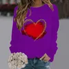 Dames Hoodies Modieus Ronde hals Informeel Valentijnsdag Liefde Print Lange mouw Top Sweatshirt Joggingpakken Dames Petite Binding