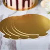 Bakeware Tools 100st 8/9cm Ronde Cake Boards Goud Papier Cupcake dessert visar Tray Card Board Packning Hard Pad Pad Pad