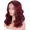 Cosplay Wigs Burgundy Burg short curly Synthetic wig women's front lace wig water ripple synthetic fiber full head cover 231211
