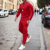 Mens Tracksuits Outono 2 Peça Sólida O Pescoço Camisas de Manga Longa Terno Homem Slim Fit Jaqueta Homens Smoking 231212