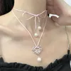 Pendant Necklaces Selling Sweet Cool Style Pearl Necklace Spicy Girl Fashion Love Collar Chain Women