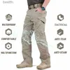 Herrbyxor varumärke IX9 City Tactical Cargo Pants Men armé militära byxor utomhus lt-fickor stretch flexibel man avslappnad lång bäcke231212