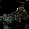 Luxe barok zwart groen kristalblad bruidskroon tiara's strass kronen infantis bruiden hoofdbanden bruiloft haaraccessoires Y264W