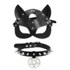 Autres événements Fournitures de fête Masque pour les yeux en cuir noir SM Collier fétiche Femmes Halloween Cosplay Sex Blindfold Jouets pour hommes Érotique Acc2933