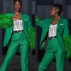 Green Fur Pants Pants Suits Made 2 sztuki Slim Fit Peaked Lapel Wedding Guest Wear