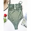 Mulheres de banho sólido feminino bandeau 2023 mulheres sexy um pedaço maiô tanga banhista brasileiro monokini terno de natação beachwear