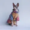 Cat Costumes Warm Wool Tie Dyed Hoodie Spring Autumn Hairless Cat Sweater Sphinx Coat Warm Fashionable Clothes Kitten Handsome Jacket Cute 231212