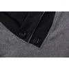 Men's Suits B1814 Slim Short Sleeve Patchwork V Neck Cotton Black T Shirt Men Button Tops & Tees