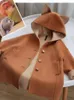 Jassen Zuid-Korea Kinderkleding 2023 Herfst Cartoon Leuke Tweed Jas Voor Jongens En Meisjes Verdikte Wollen