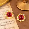 Stud Earrings European And American Fashion Vintage Flower Pearl High-end Jewelry Customization