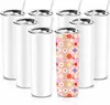 Blanks Weiße 20oz doppelwandige vakuumisolierte Edelstahlbecher 20oz Sublimation gerader Becher mit Deckel und Strohhalm 1212