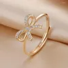 Bagues de cluster Luxe Dames Simple Incrusté Brillant Zircon Bow Pour Femmes Mariage Dating Girlfriend Engagement Bijoux De Mode Cadeau D'anniversaire