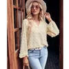 Womens Blouses 2024 Autumn Spring Blouse Fashion Casual Tops Kleding Forens Lange Mouw Shirt V-Neck losse top 30337