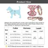 Dog Collars Leashes Adjustable Nylon Mesh French Bulldog Collar Harness Leash Set Cute Printed Puppy Cat Harness Vest Leash For Small Medium Dogs 231212