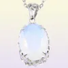 Luckyshine 5 مجموعات Friend Family Gift White Opal Oval أقراط وقلادة سلسلة قلادة 925 Silver Women Fashion مجموعات الزفاف FRE2348759