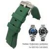 21 mm 20 mm rubberen siliconen horlogeband voor rol diepzee wonen waterdicht staal vouwsluiting zwart blauw groen GMT Strap277t