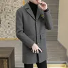 Męskie mieszanki wełny jesienne zimowe ciepłe męskie wełniane płaszcz męski odzież Slim Fit Elegancka średniej długości kurtka wiatrówka koreańska moda 231212