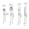 Conjuntos de utensílios de jantar conjuntos de utensílios de jantar 4/6/24pcs laguiole sierware bife bifas de colheres colheres de chá de colheres de chá de aço inoxidável marfim branco plástico dhhoa