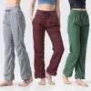 Yoga Outfit LU-2024 Ademende joggingbroek vrouwen joggen snel droog slank loslopen workout baggy broek zakbroek