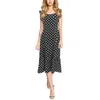 Freizeitkleider Polka Dot Print Masi Kleid Damen ärmellose Robe süß lang