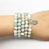 SN1351 2018 MALA BRACELET FASHIT WOMENS BRACELET NATURAL 8 mm Amazonite 108 Mala Hamsa Charm Yogi Necklace319e