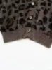 Pelliccia finta leopardata da donna Casual inverno donna lavorata a maglia manica lunga cardigan allentati maglione Top 2023 oversize kaki moda cappotto sexy 231212