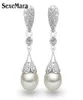 Classic 925 Sterling Silver Clear Crystal Long Drop Earrings Teardrop Bridal Party Wedding Jewelry for Women Whole33401224210084