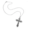 Anhänger Halsketten Retro Barock Kreuz Blumen Halskette Mode Böhmen Christus Gothic mit Metallkette