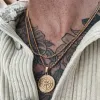 Färg Mens Compass -halsband, vintage Viking North Star Anchor Medal, 14k gult guldhänge för manlig pappa pojkvän gåva