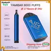 Yamibar Air 6000 Puff 6K Puffs Einweg -Vape Vape Authentic Elf Box Dampfs Mesh Spule wiederaufladbare elektronische Zigaretten 5% 17 Aromen Stiftsystem