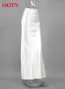 Roupas étnicas OOTN elegante branco cintura alta trompete saias rua chique cetim longo feminino outono poliéster até o chão saia de seda 2023 231212