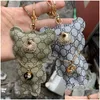 Porte-clés animaux mignons porte-clés en cuir PU Esign ours chaînes de charme pour voitures cristal strass pendentif porte-sac bijoux goutte livrer Dhsw2