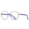 Solglasögon Fashion Product Glasses Women's Round Anti Blue Personlig Multi Color Metal Eyeglass Frame Business Office