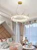 Ljuskronor Modern Crystal Chandelier Nordic Led Creative Luxury Design Round Crown Petal Pendent Lamp lämplig för flickas sovrumslampor2023