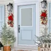 Christmas Decorations Colorful Christmas Wreath With Big Bow Ball Window Front Door Wall Fireplace Staircase Balcony Garden Window Christmas Decor 231211