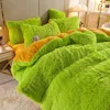 Ensembles de literie Hiver doux chaud luxe en peluche Shaggy housse de couette ensemble Multi couleur unie double complet/Queen 1cs ensemble de literie drap de lit taie d'oreiller 231211