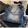 Woman Designer Luxury 22bag Big Shopping Bags Ladies Denim Chains Handbag Top-handle Tote Bag Blue Large Tote-bag 4 Sizes